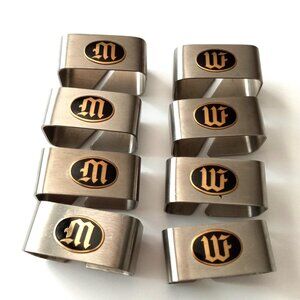 8 Monogram "M" or "W" Napkin Ring / Holder Vintage Tablecloth Thanksgiving Table